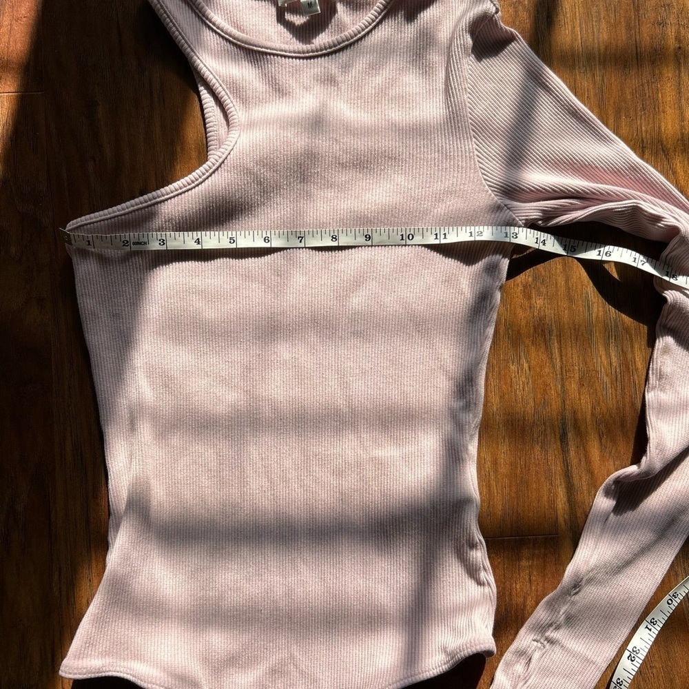 Pink One Sleeve Ribbed Stretch Bodysuit Summer Minimalist Festival Concert Rave - Picture 5 of 6